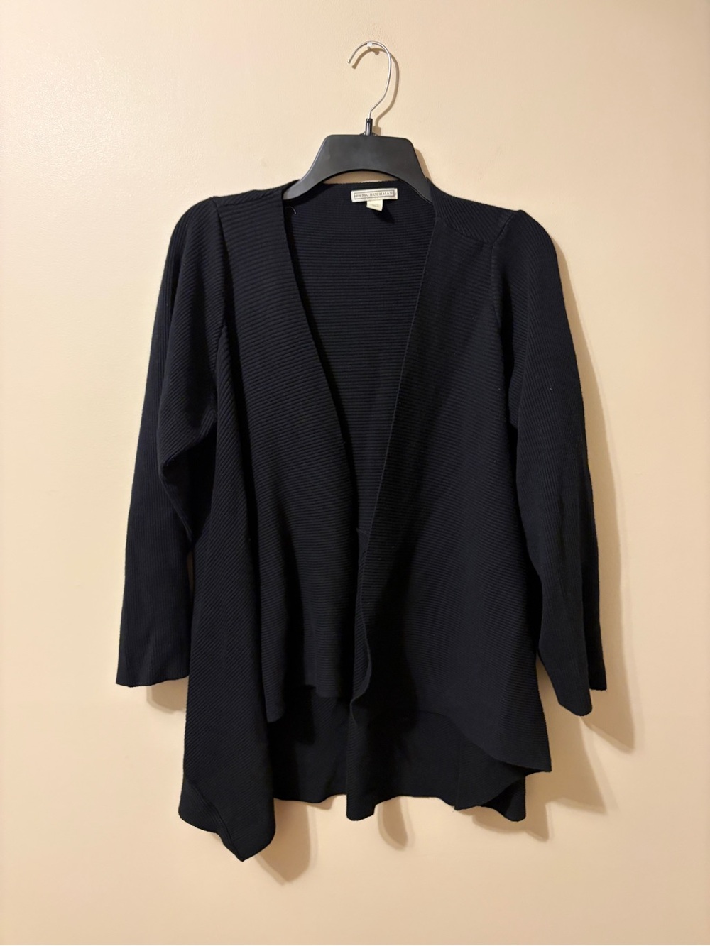 Dana Buchman Black Open-Front Knit Cardigan Women’s 1X